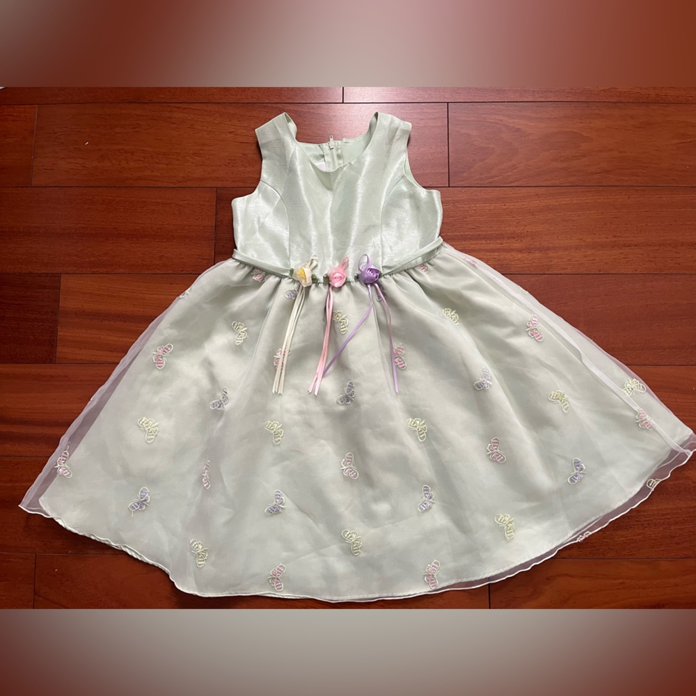 ❤️ Muneca Formal Dress with Butterfly Embroidery and Roses; Size 5